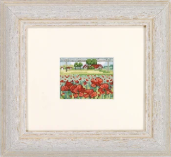 Broderikit Valmuemark 6,5 x 5 cm