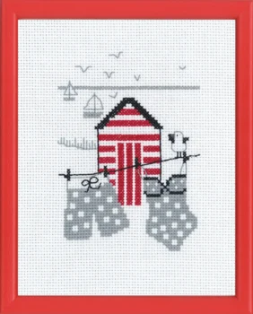 Broderikit Rødt badehus R5741 18 x 14 cm