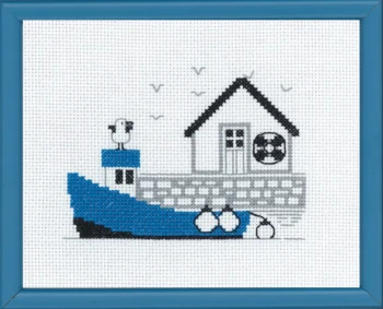 Broderikit Blå båd R5741 18 x 14 cm