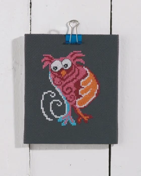 Broderikit Rosa ugle 11 x 13 cm
