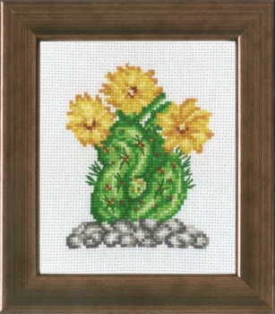 Broderikit Kaktus m/ gul R5380 10 x 12 cm