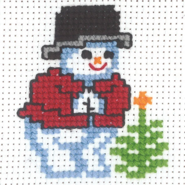 Broderikit Snemand m/ grantræ 10 x 10 cm