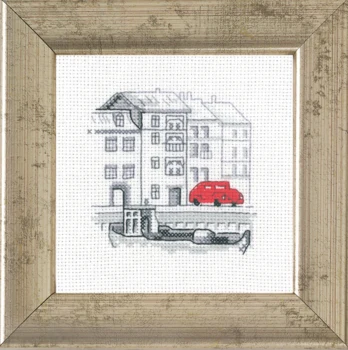 Broderikit Havn/bil 9 x 9 cm R5370
