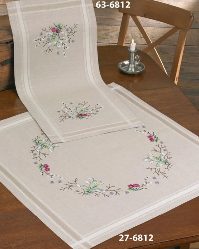 Broderikit Krans med vintergækker 80 x 80 cm