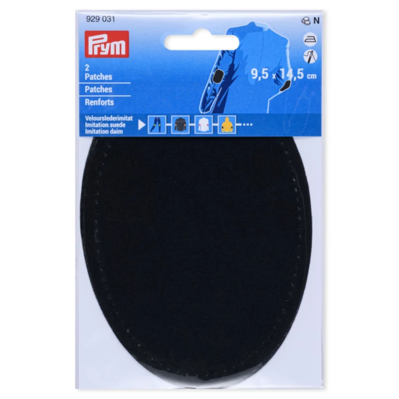 Prym Albuelapper Imiteret Ruskind, 9.5x14.5 cm Sort