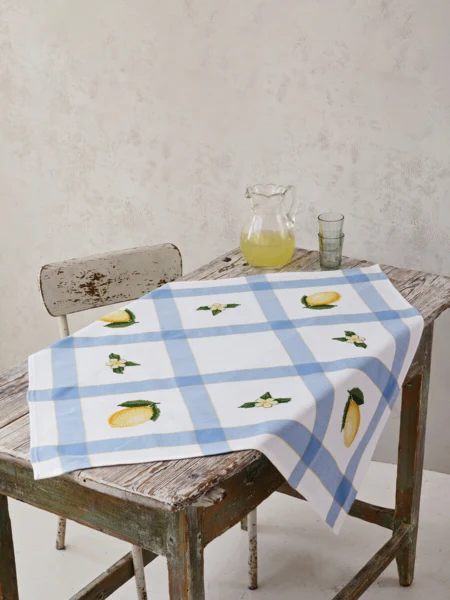 Broderikit Citron & blomst 85 x 85 cm