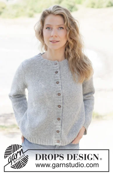 263-35 Silver Snuggle Cardigan by DROPS Design