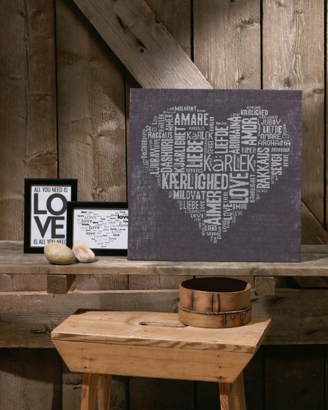 Broderikit Love grå 39 x 39 cm