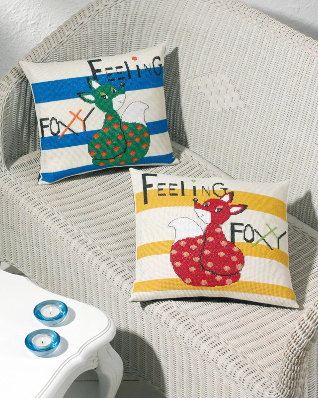 Broderikit Feeling Foxy grøn 40 x 35 cm