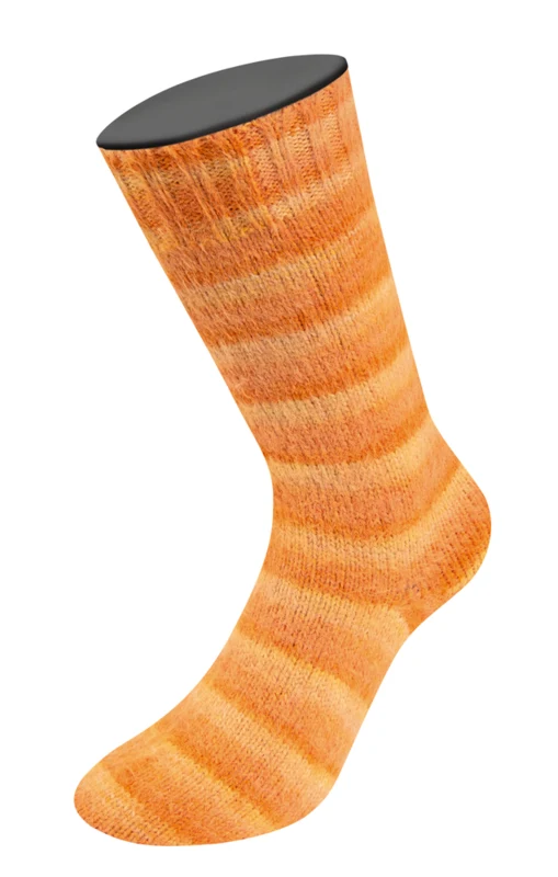 Lana Grossa Cosy Socks Soft Stripes 112 Lys orange/mandarin/orange