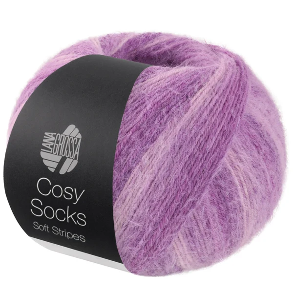 Lana Grossa Cosy Socks Soft Stripes 114 Lys lilla/lilla/violet
