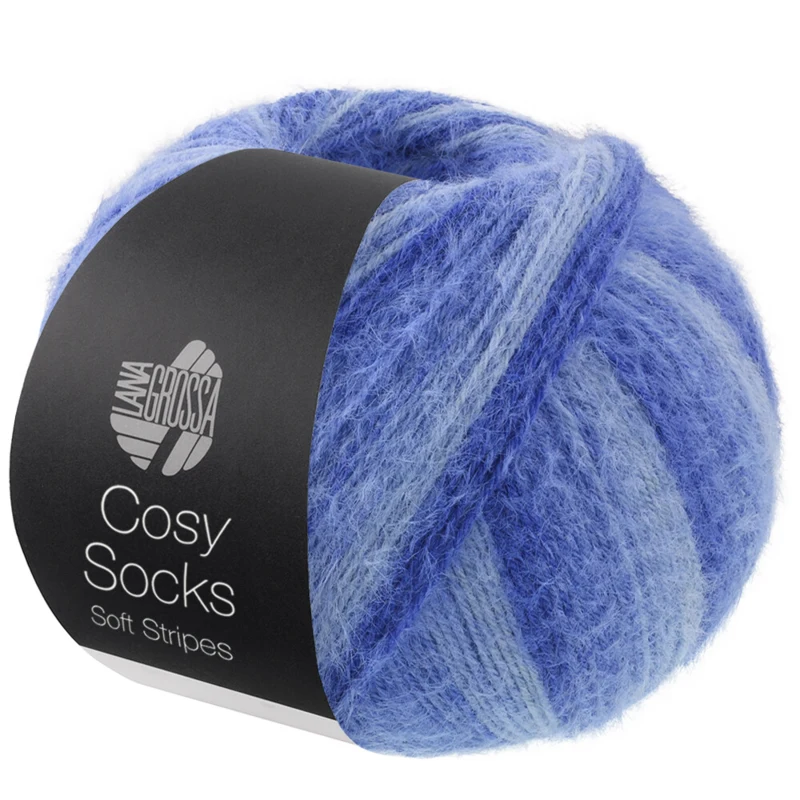 Lana Grossa Cosy Socks Soft Stripes 109 Lyseblå/himmelblå/blå/marineblå