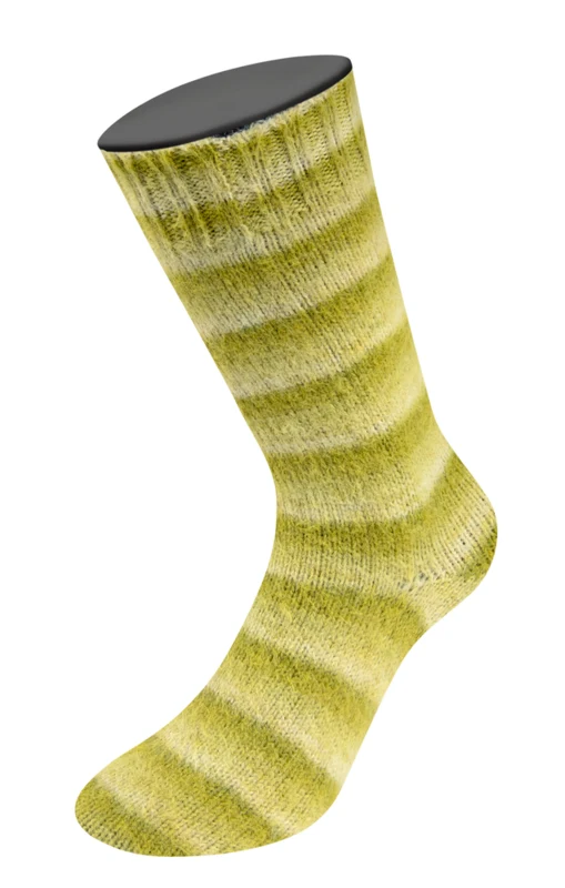 Lana Grossa Cosy Socks Soft Stripes 116 Lime/pistacie/lys oliven