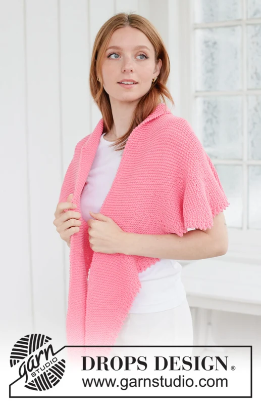 265-15 Evening Rose Shawl by DROPS Design