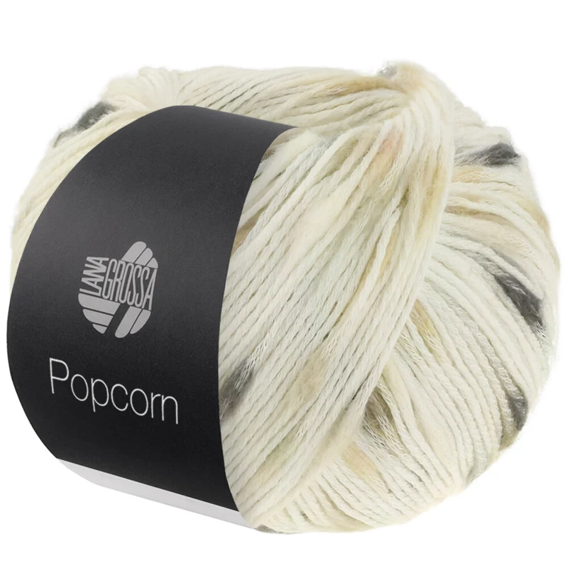 Lana Grossa Popcorn 09 Hvid/beige/camel/grå/antracit