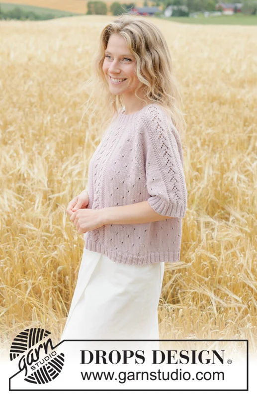 267-19 Rose Blossom Top by DROPS Design