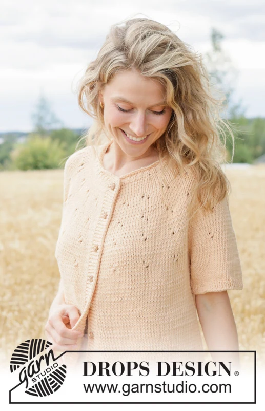 268-21 Peach Whisper Cardi by DROPS Design