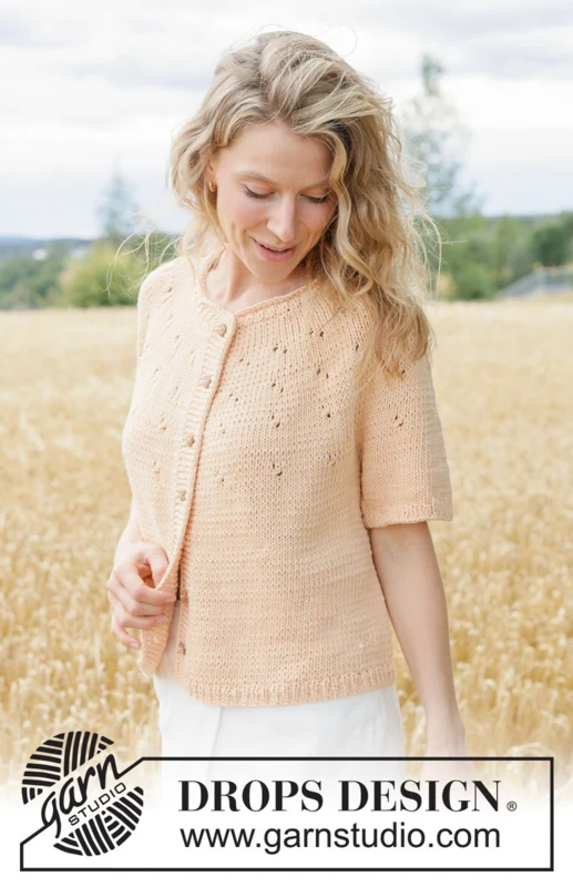 268-21 Peach Whisper Cardi by DROPS Design