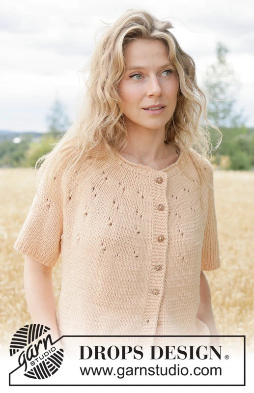 268-21 Peach Whisper Cardi by DROPS Design