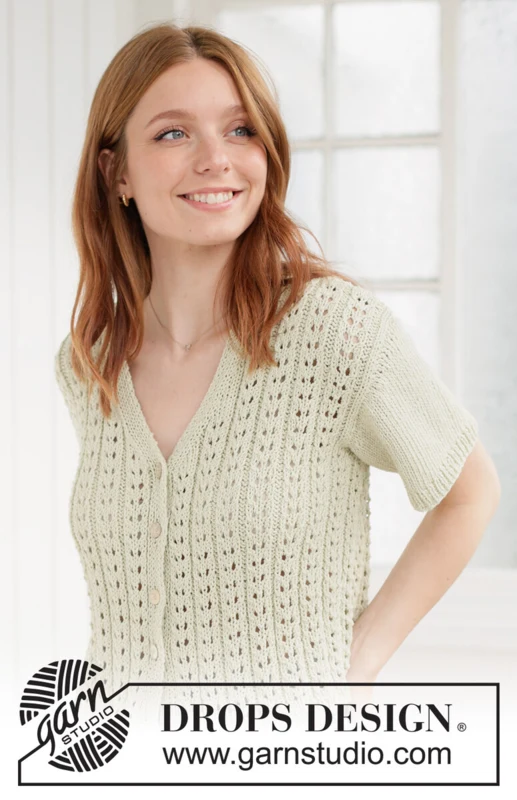 266-25 Sweet Lime Cardi by DROPS Design