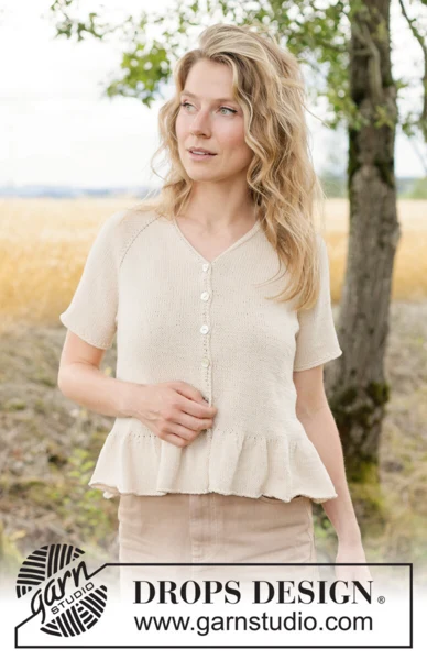 268-19 Vanilla Twirl Cardigan by DROPS Design