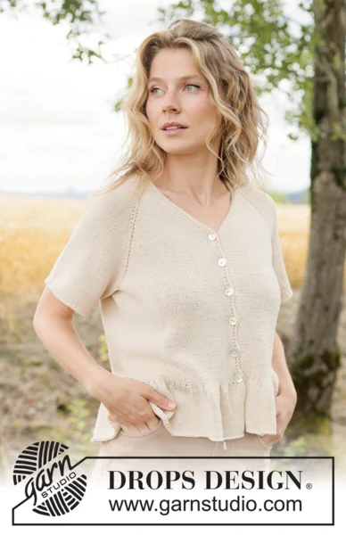 268-19 Vanilla Twirl Cardigan by DROPS Design