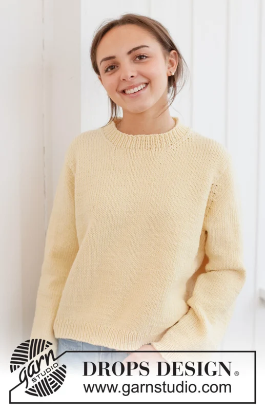 268-29 Shy Daffodil Sweater by DROPS Design