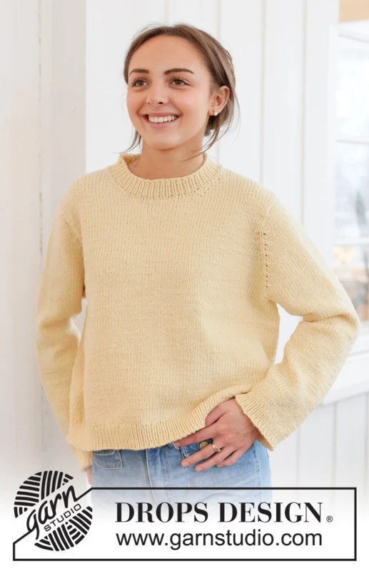 268-29 Shy Daffodil Sweater by DROPS Design