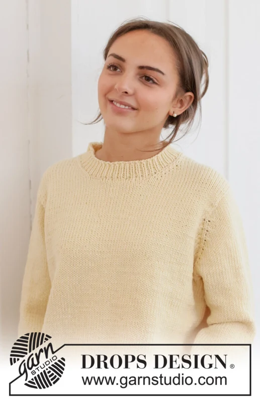 268-29 Shy Daffodil Sweater by DROPS Design