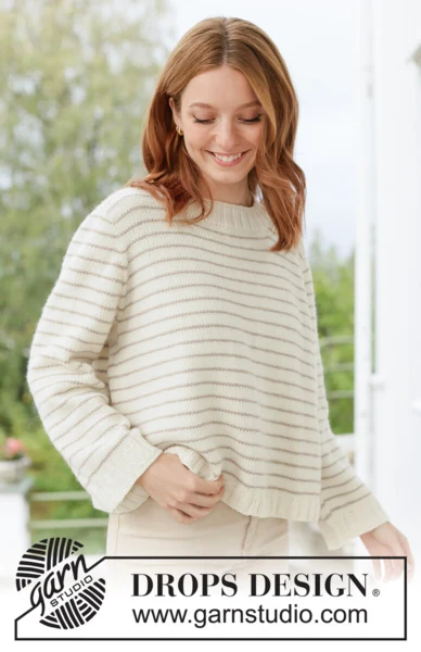 268-28 Caramel Stripes Sweater by DROPS Design