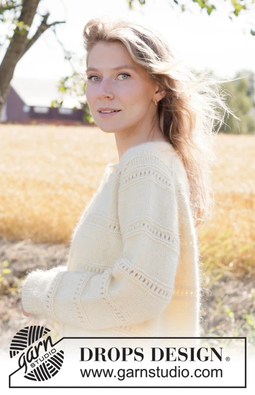 268-13 Soft Daffodil Cardigan by DROPS Design