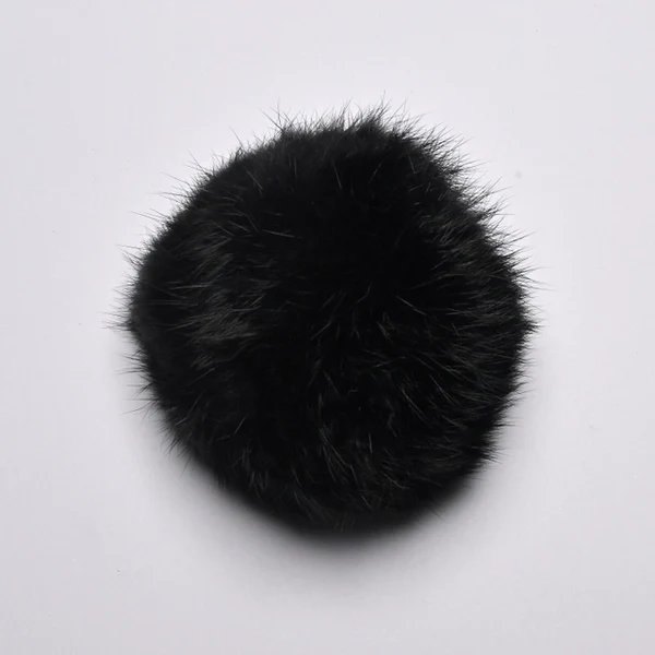 Pompon Kaninhår 10 cm 01 Sort