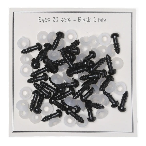Go Handmade Sikkerhedsøjne Sorte 6mm ( 20 par)
