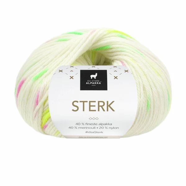 Du Store Alpakka Sterk 925 Hvid/neon print