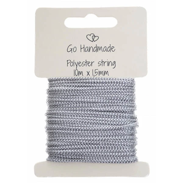 Go Handmade polyester snøre 10mx15mm grå