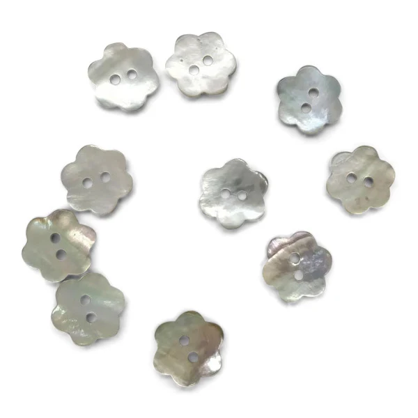HobbyArts Perlemorsknapper, Blomst, 15 mm, 10 stk