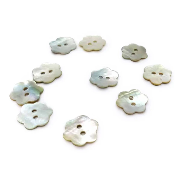 HobbyArts Perlemorsknapper, Blomst, 11.5 mm, 10 stk