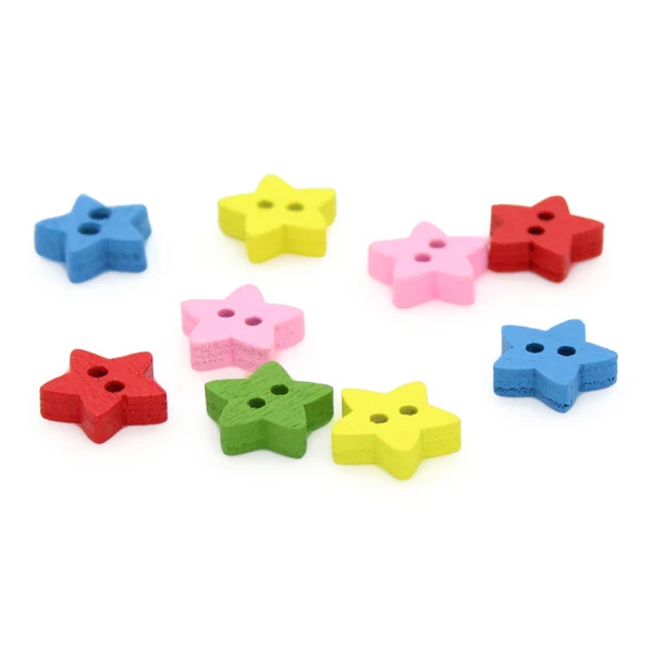 HobbyArts Træknapper Stjerne 13 mm, 10 stk