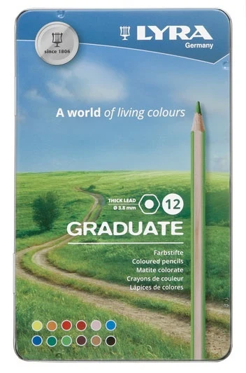 Lyra Graduate Farveblyanter i metaletui, 12 stk