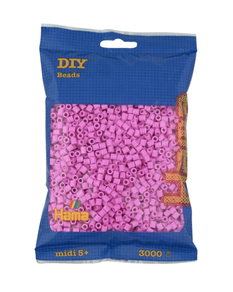 Hama Midi Perler, Ensfarvet, 3000 stk 201-48 Pastel pink