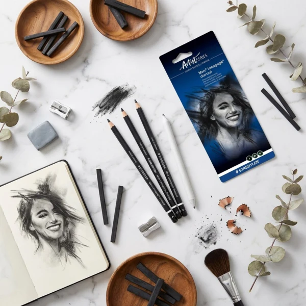STAEDTLER mars lumograph charcoal & tegnestub, 3 + 1 stk
