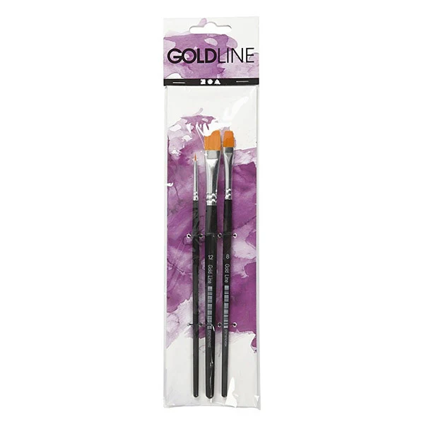 Gold Line Pensler Flade nr. 2+8+12, 3 stk