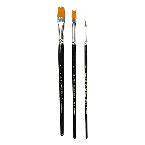 Gold Line Pensler Flade nr. 2+8+12, 3 stk