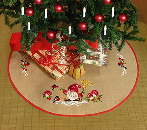 Juletræstæppe Broderikit Nisse & svampe