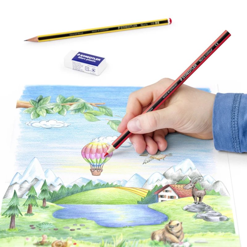 STAEDTLER Noris Club Farveblyanter + Blyant & viskelæder, 12 + 2 stk – Anvendelse