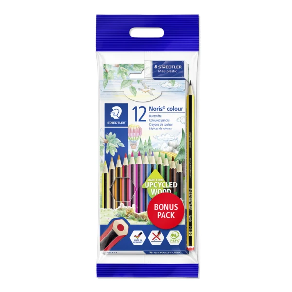 STAEDTLER Noris Club Farveblyanter + Blyant & viskelæder, 12 + 2 stk
