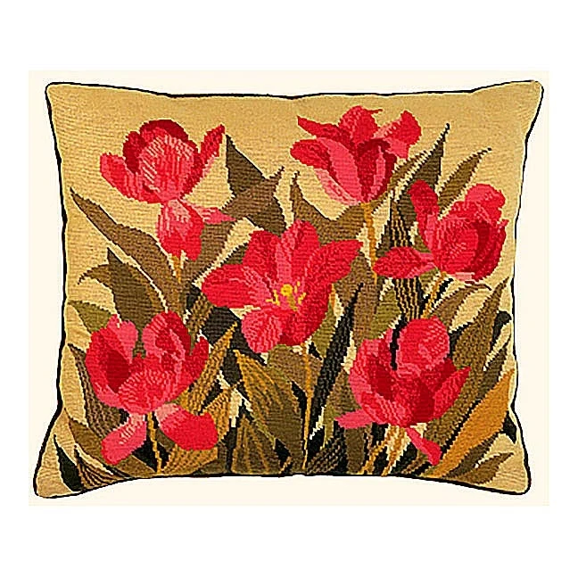 Broderikit Pude Blårøde tulipaner
