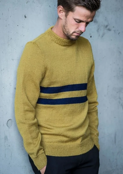 H1732 Herresweater med Strib