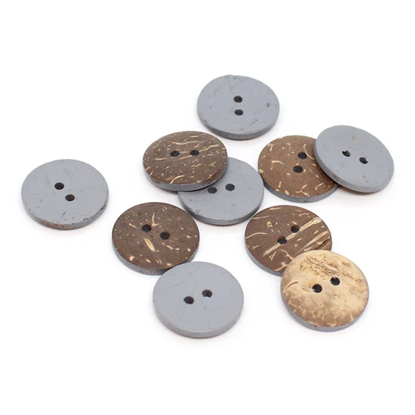 HobbyArts Farvede Kokosknapper Grå 20 mm, 10 stk
