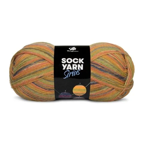 Mayflower Sock Yarn Universe Sirius 01 Grøn/Mørkegrøn/Karry/Rust